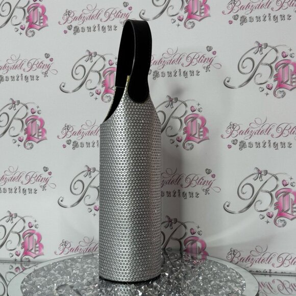 Wine Tote bag holdable silver sparkly Carrier picnic - Picture 2 of 4